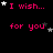 Pixelated text 'I wish... for you' in pink on black background with white and gray stars, animated star positions changing across frames.