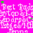 A static image with a bright pink background filled with repeated white text and small green star shapes scattered throughout.