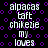 Pixelated text on black background with purple circular patterns, displaying repeated phrases in white block letters.