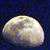 A pixelated, glowing, off-white oval shape with subtle yellow and purple gradients against a dark blue background.
