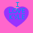 Four identical purple heart-shaped icons with blue text "I LOVE KYLE" on a pink background, arranged in a