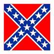 Static square icon featuring a Confederate battle flag design with red, blue, and white colors arranged in diagonal X pattern with 13 stars on blue field.