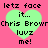 Four identical pixelated green hearts on pink background with black text reading 'letz face it... Chris Brown luuz me!' in four quadrants.