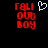 Red pixelated text 'FALI OUT BOY' on black background with a light blue heart symbol above the text in one frame.