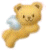 A light brown teddy bear with closed eyes and a small smile floats against white background, holding a translucent blue wing-like object.