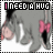 Animated contact sheet of a cartoon donkey character with pink bow, displaying sequential motion frames and text "I NEED A HUG" in pixelated font.