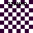 Purple and white checkered background with four instances of the text 'GIANNA' in pixelated font and a overlay that changes shape across frames