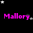A black background displays four of pink 'Mallory' text with white and gray stars above each , transitioning from scattered to clustered star arrangements