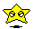 Yellow star-shaped pixel art character with black outlines, white eyes, and a small black mouth on gray background.