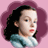 Pixelated character portrait with dark hair and light blue collar, transitioning to abstract swirls on pink background.