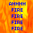 Blue text on a fiery background with 'AHHHH' above four lines of 'FIRE', displayed in two identical vertical sections.