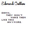 Pixelated text reads 'Edward Cullen' above a block of text stating 'DAMN, THEY DON'T MAKE THEM LIKE THIS ANYMORE.'