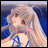 A pixelated anime-style character with long blonde hair and pink ear accessories in a blue swimsuit, next to text reading "Anime IM" and "COM" on a black background.