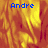 A static image with a fiery orange and red background and blue text reading "Andre" in three positions.