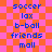 Pixelated of blue text on orange-pink checkered background with repeated words 'soccer', 'lax', 'b-ball', 'friends', 'mall' in two