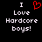 Two side-by-side pixel art images display identical text with a red heart symbol replacing the word 'love' in the left version.