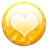 A circular icon with a golden-yellow gradient border enclosing a white heart shape on a light background.