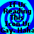 Blue and cyan spiral background with black text reading "If Ur Reading This Icon Ur Gay. Haha" repeated in four quadrants.