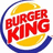 Burger King logo on white background with yellow and blue accents, surrounded by four blocks of pixelated blue text on a solid yellow background.