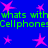 Blue background with pink star shapes and green text repeating 'whats withCellphones' in two horizontal bands.