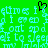 Pixelated cyan text repeats 'times I' and 'out spa' on a bright green background with a black pixel-art heart symbol above the center.