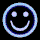 A 5x4 contact sheet of animated AIM buddy icons showing a smiling face icon in various states and shapes, with blue color variations and some frames displaying partial or distorted versions.