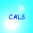Blue text 'CALS' on light blue background with white circular highlights, four identical arranged in a