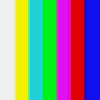 A static anime-style character head with light hair and a small accessory, surrounded by vertical rainbow stripes on the left and right sides.