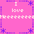 Pixelated pink background with blue dashed borders and white text reading "I love" repeated four times around a central star pattern.