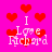 Pixelated pink background with red heart shapes and repeated white text reading "I Love Richard" in a blocky font.