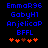 Two identical vertical of blue pixelated text above orange pixelated heart symbols on a black background, with slight differences in heart positions