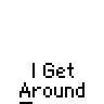 Animated contact sheet showing 17 frames of a pixel art character running in yellow shirt with white face and black outline, repeated text "I Get Around" on gray background.