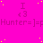 A bright pink background with repeating yellow dots and a of text elements showing 'I <3 Hunter=]'