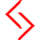 Red angular symbols on gray background, each symbol rotating clockwise through multiple positions in a