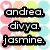 Animated icon with names and text over colorful backgrounds, featuring heart symbols and flowing lines.