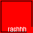 Red square icon with white text 'rachhh' at bottom, featuring a black heart symbol in top-right and a black asterisk symbol in bottom-right