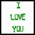 Green text 'I LOVE YOU' on white background with black border; adjacent black text 'ONLY IF YOU KNEW...' in pixelated font.