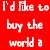 Red background with white pixelated text reading "I'd like to buy the world a" and a circular red Coca-Cola bottle graphic on the right.