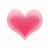 A pixelated pink heart icon with gradient shading, accompanied by four distinct text labels in bright magenta font positioned around the perimeter.