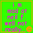 Green background with pink text reading "i m mad at neil f. well not really." and an orange pixelated symbol in the bottom right corner.
