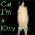 Two vertical cartoon cats with green accents stand against a black background, text on either side reads "Cat I'm a Kitty" and "And I Dance Dance Dance".