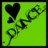 Green background with dark green floral design and heart shape, pixelated static image.