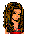Pixel art contact sheet showing three frames of an animated icon featuring a cartoon woman, her midsection in jeans, and a blue dress with white star detail.