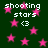 Dark green background with scattered pink stars and repeated white text reading 'shooting stars <3' in pixelated font.