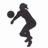 Black silhouette of a person playing volleyball with red text overlays reading 'canton', 'volley', 'ball', and '2003' across different frames.