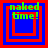 Four identical square display green text 'naked time!' over layered red and blue squares with a central empty space