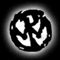 Circular black-and-white icon with a swirling pattern of three curved shapes, transitioning through multiple states from solid to outline form.