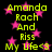 Yellow text on black background with pink stars, repeating 'Amanda Rach And Kiss My Life<3' in a pattern