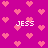 Pixelated pink heart pattern on magenta background with four instances of 'JESS' text in white block letters.