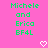 Green pixelated text on pink background with two white heart symbols at bottom, displaying 'Michele and Erica BF4L' in a